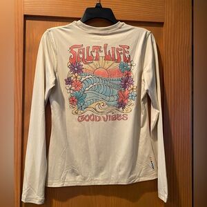 Salt Life Women’s Tan Good Vibes SLX Drifit Shirt Long Sleeve NWT S